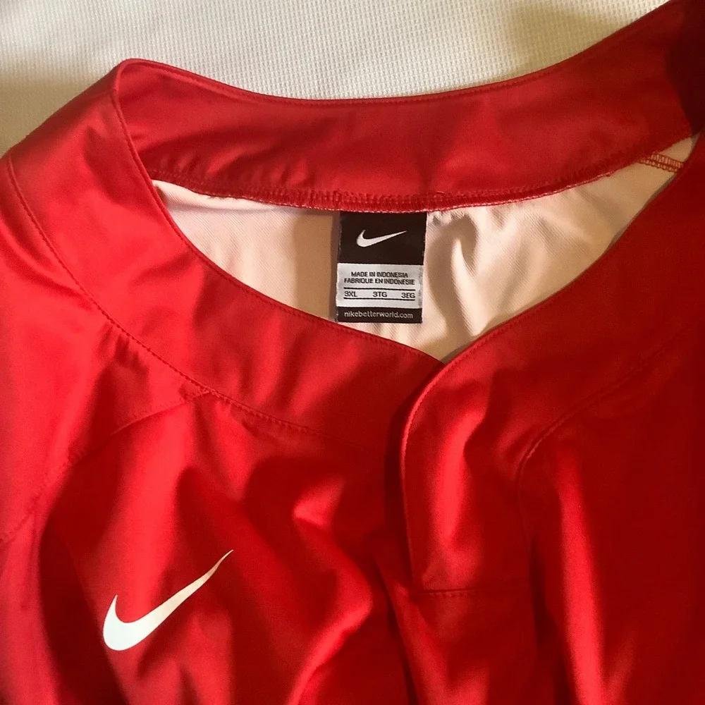Nike Men Red Long Sleeve V-Neck Training Fall Pullover Jacket 3XL Zipper Pockets
